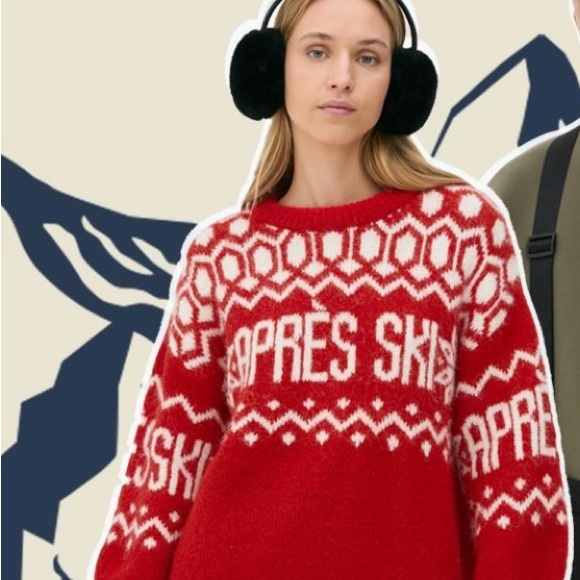 Primark Red Apres Ski Sweater - Oversized- Women’s size L - NWT - Picture 1 of 13